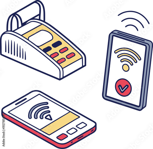 Wi Fi router with Wi Fi icon and Wi Fi zone symbol illustration