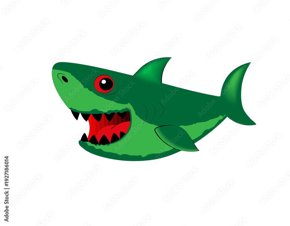 Obraz premium Shark watermelon. Summer character. Vector illustration