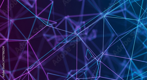 Abstract network of glowing lines and nodes in deep space.