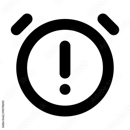 Alarm clock icon with an exclamation mark, indicating urgency and a call to action.