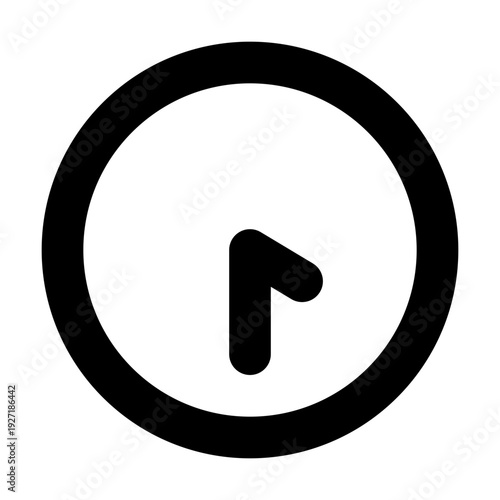 A simple clock face, representing time and schedules. The design is minimalistic