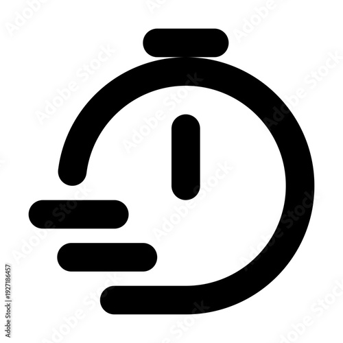 A minimalist black stopwatch icon, conveying a sense of urgency and time management. 