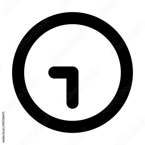 A clock image with arrow indicates the time with a modern and minimalistic design. The arrow points left, in a simple and abstract representation. 