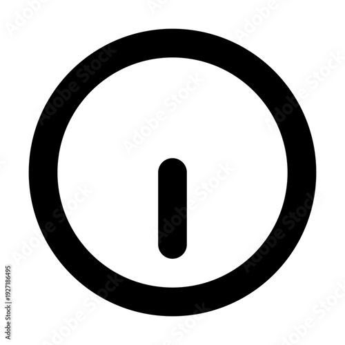 Power On Icon: A simplified black and white icon representing the power on symbol, often seen on electronic devices