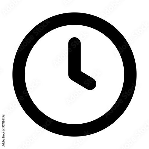 A black clock icon representing time