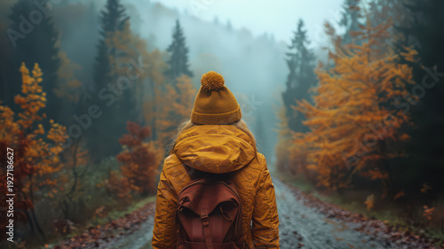 A person hiking through a brightly colored autumn forest.png