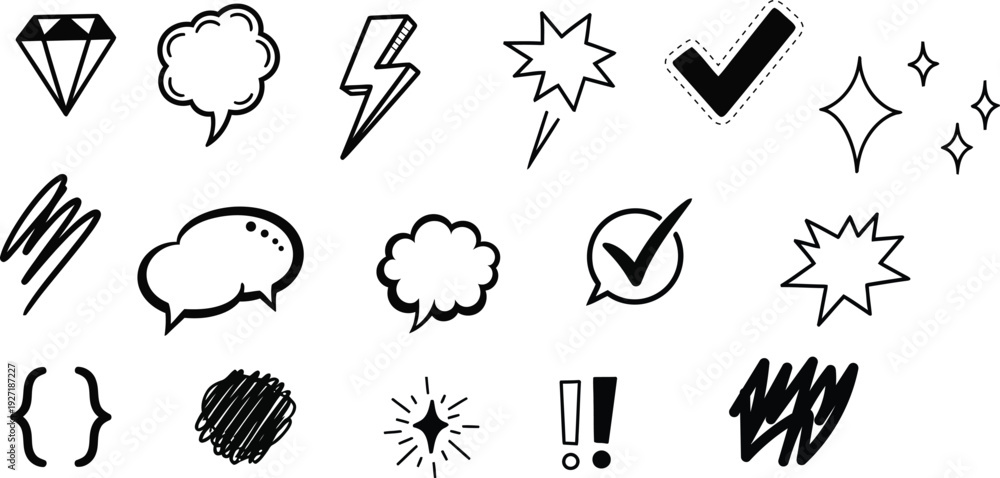 Fototapeta premium Collection of comic book style graphic design elements and symbols