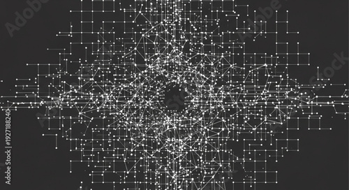 Abstract digital network of glowing particles and lines.
