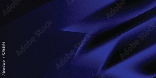 Abstract background in dark blue tones conveys dimension and depth with overlapping blue square shapes.