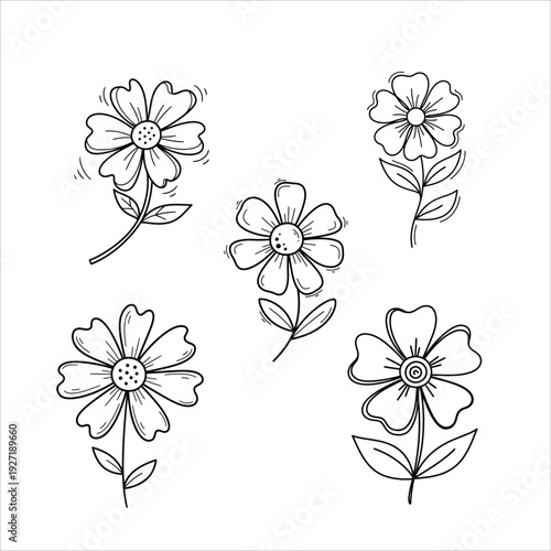 Simple Doodle Flowers - A Collection of Hand-Drawn Floral Illustrations