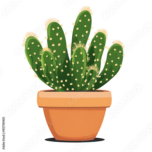 Mexican Cactus in Ceramic Pot Flat Style