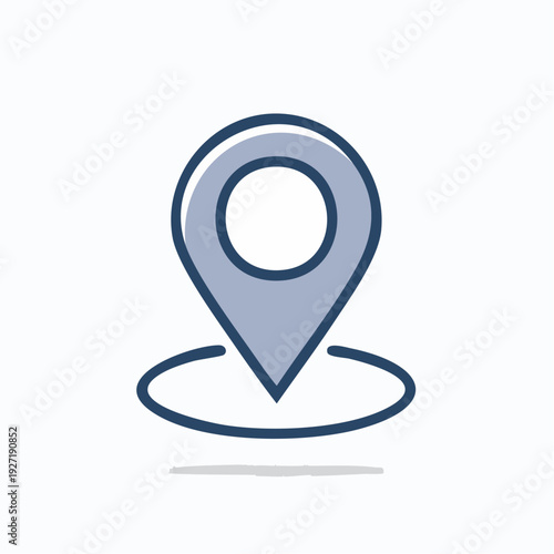 Gray Map Pin Icon on White Background.