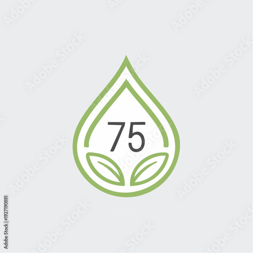 Green Leaf Logo Design with Number 75.