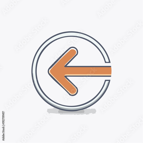 Orange Left Arrow Icon Button.