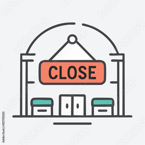 Storefront with Closed Sign Hanging Above Door.