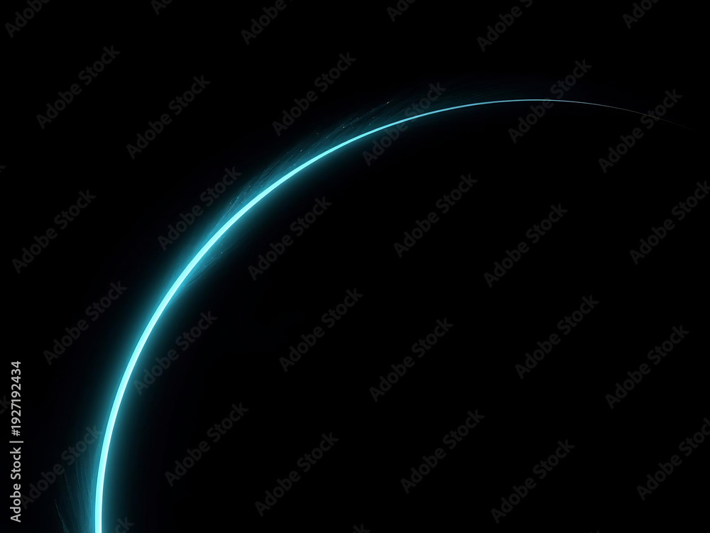 Obraz premium Glowing blue neon arc on black background futuristic