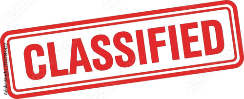 Red rectangular stamp with classified text isolated graphic element on transparent background silhouette high quality professional detailed modern elegant stylish clean