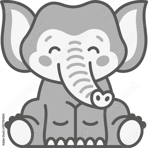 Elephant baby animal color icon. Happy character