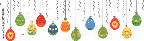 Hanging easter eggs top border color decoration