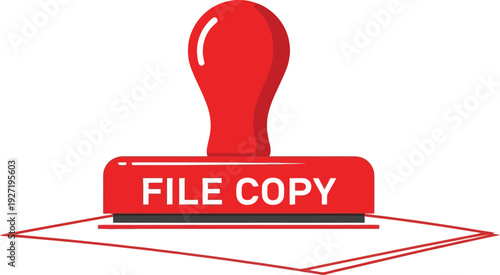 Red rubber stamp with file copy text displayed on a flat surface presented on transparent background silhouette high quality professional detailed
