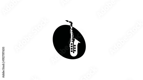 Silhouette of a wind instrument. Musical equipment graphic in black and white on a clean background