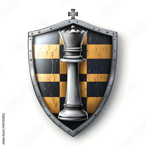 Strategic Bishop Emblem on Chess Shield