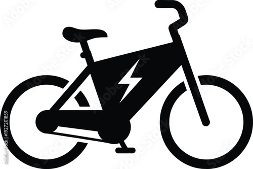 Black bicycle silhouette with a lightning bolt design simple graphic illustration on transparent background high quality professional detailed modern elegant stylish