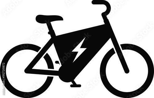 Black silhouette of an electric bicycle with a lightning bolt design vector illustration on transparent background high quality professional detailed modern