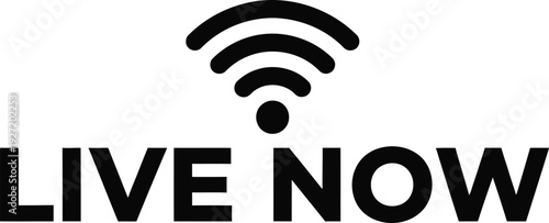Black and white wifi signal icon with live now text a modern design on transparent background silhouette high quality professional detailed