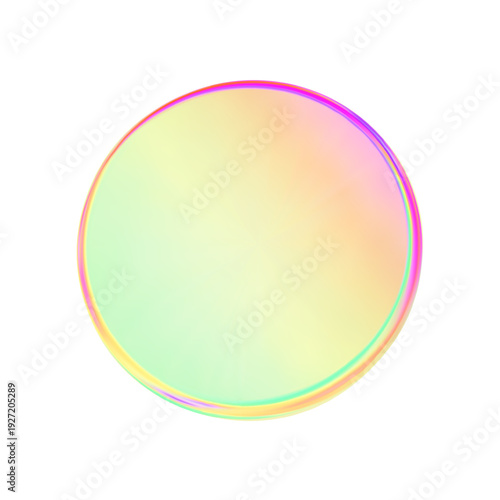 3d glass round badge shape hologram gradation effect. Abstract neon coin gradient liquid texture. Yellow green podium, disc, badge, coin, lens, plate crystal. Y2k hologram shape. Vector illustration