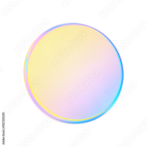 3d glass round badge shape hologram gradation effect. Abstract neon coin gradient liquid texture. Blue yellow pastel podium, disc, badge, coin, lens, crystal. Y2k hologram shape. Vector illustration