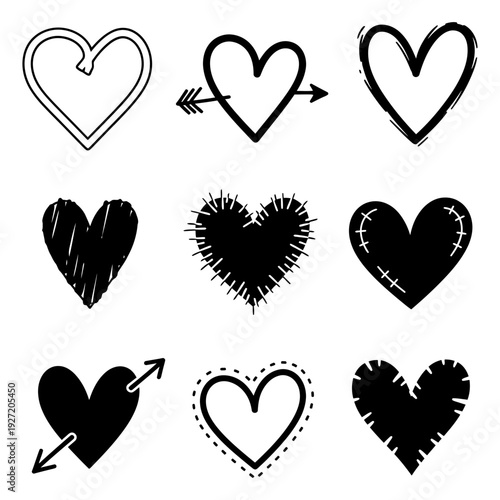 set of vector hearts