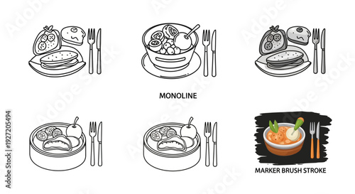 Burger Salad Sandwich Meal Food Illustrations.