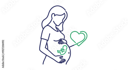 Pregnant woman with baby and heart.