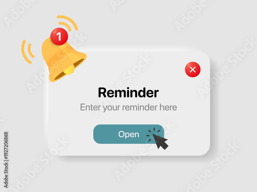 Reminder notification pop up template. Business planning ,events, reminder and timetable page vector illustration EPS10.