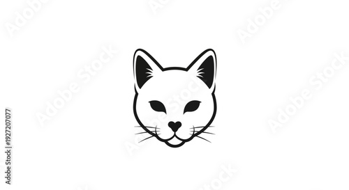 Simple black and white line drawing of a cat's face with a neutral expression.