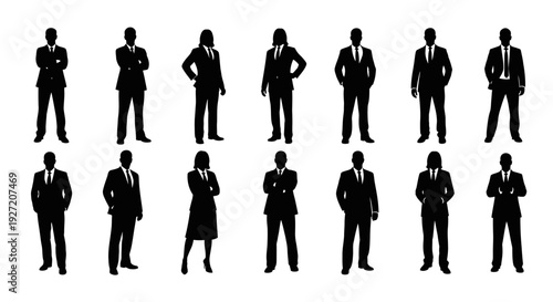 Diverse Business People Silhouettes Collection - Professional Corporate Team Vector Set for HR & Management