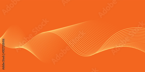 Abstract yellow flow lines with fresh orange background