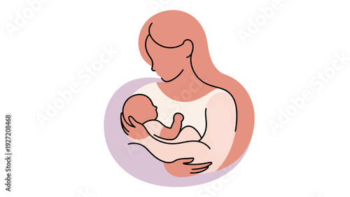 A mother tenderly cradles her baby.