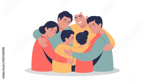 Family embrace depicting love and care.
