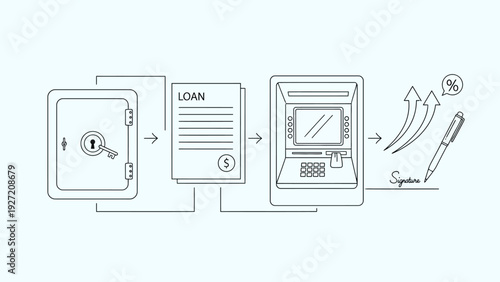 Illustration of a loan application and approval process.