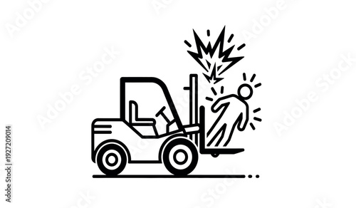 A person getting hit by a forklift causing shock and injury