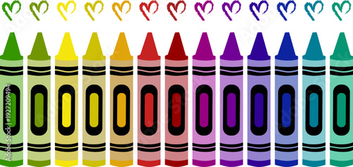 Colorful crayons set vector illustration