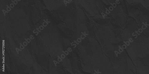 Black crumpled paper texture background, dark wrinkled aesthetic parchment, abstract charcoal carbon surface backdrop