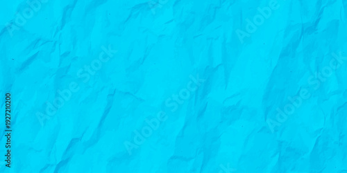 vibrant cyan crumpled paper texture background, bright blue wrinkled paper surface with folds and creases