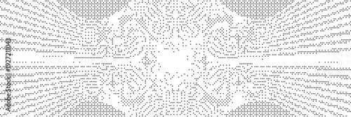 Minimal Black and White Radial Pixel Pattern Abstract Background Vector, Perfect for fintech dashboards, AI interfaces, corporate reports and modern digital layouts