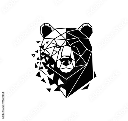 Geometric bear silhouette with fragmented triangular design