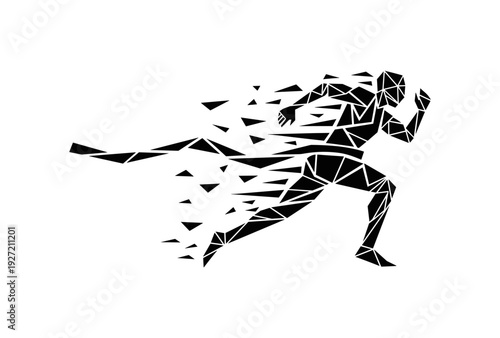Abstract geometric runner silhouette in motion