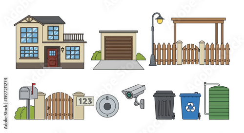 Collection of residential exterior elements