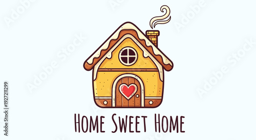 Cozy gingerbread house with 'Home Sweet Home' text
